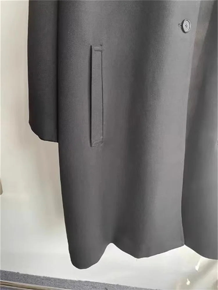 Coat Autumn Winter Loose Fit Female Wool Blend Suit Windbreaker Tops Versatile