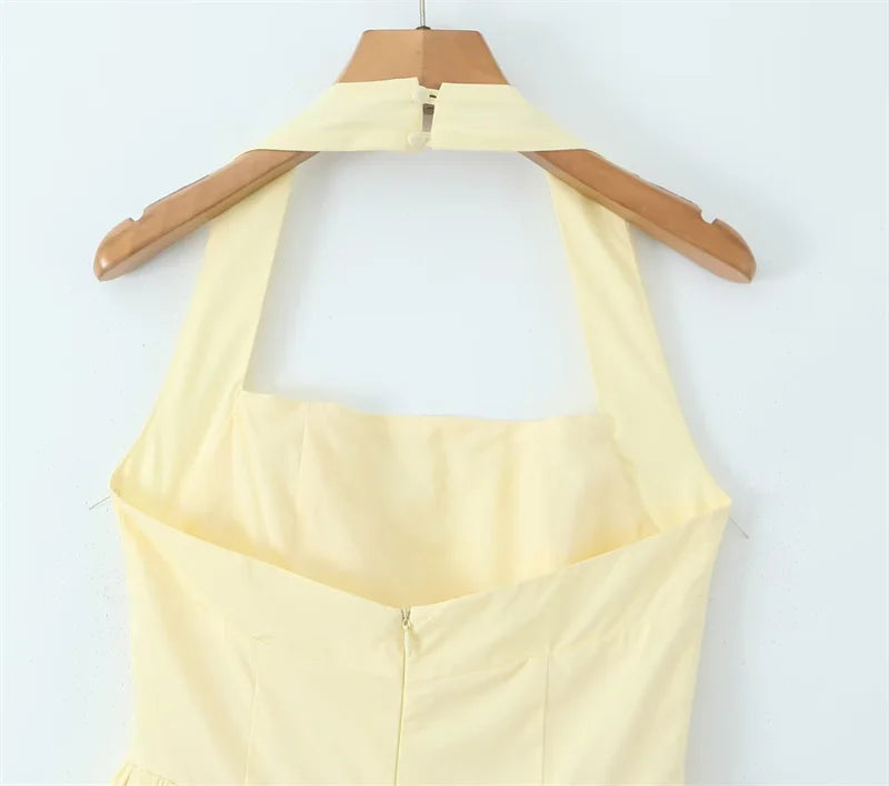 Puffy halter A-Line dress