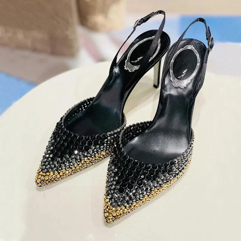 Rhinestones gradient high heels