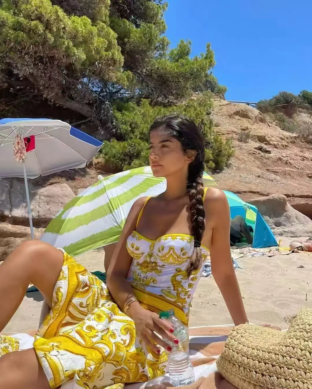 2025 Beach resort swimsuit Dolce Yellow