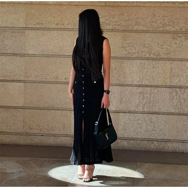 Buttoned Knit Dress