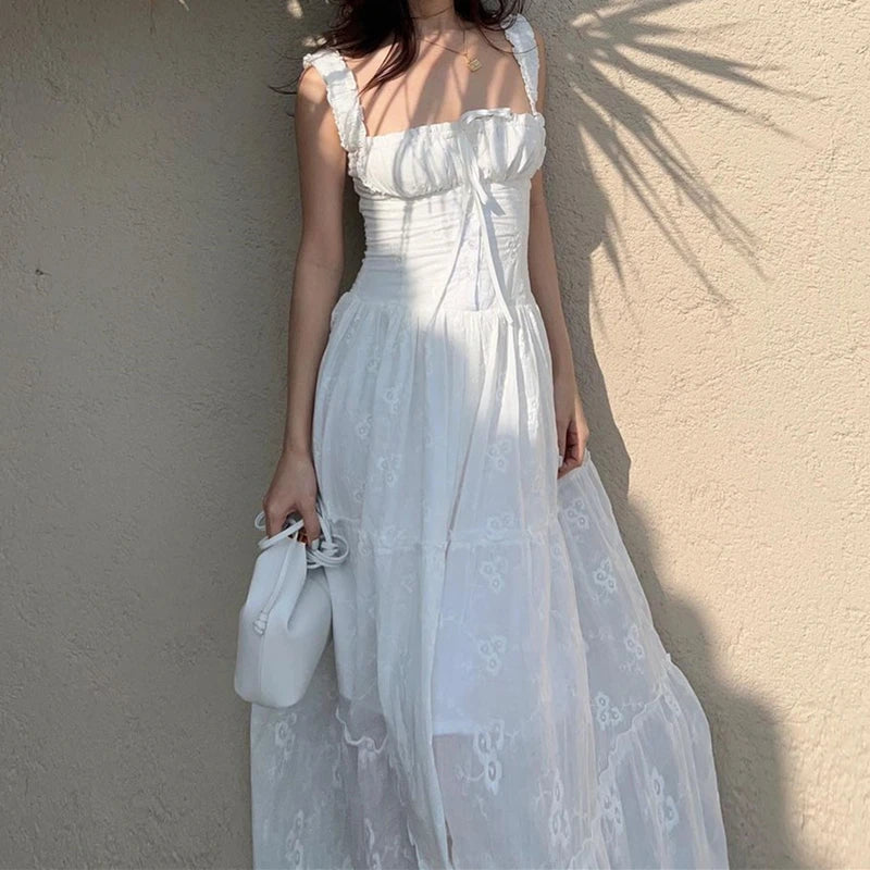 Mesh Ruched Halter Midi