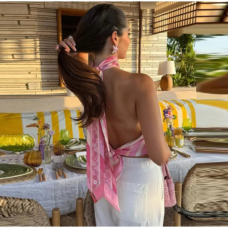 Backless Off Shoulder Vest Set