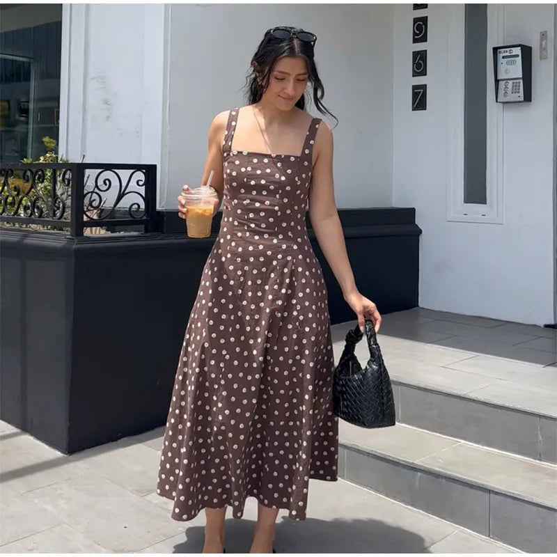 Elegant Women Polka Dot Midi