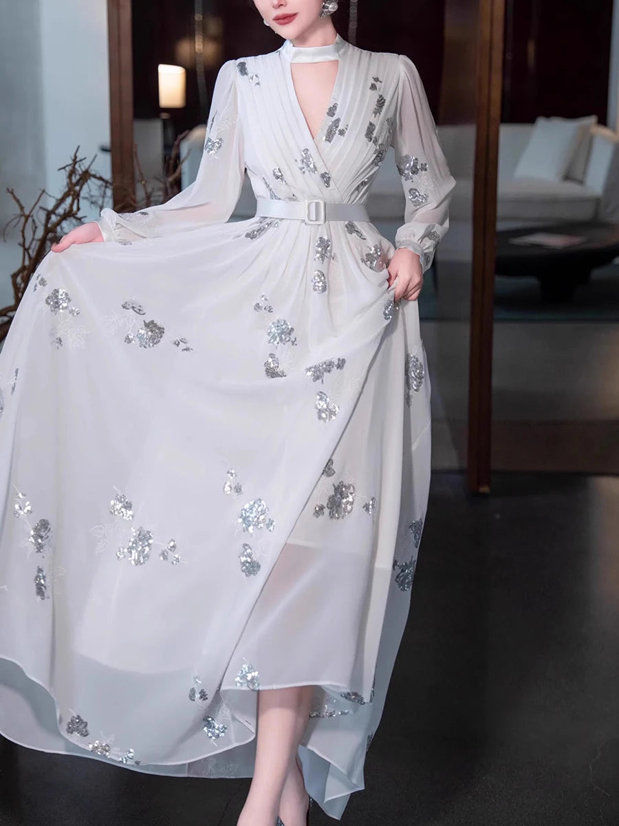 Solid Metal Miu Miu Floral Print Dress