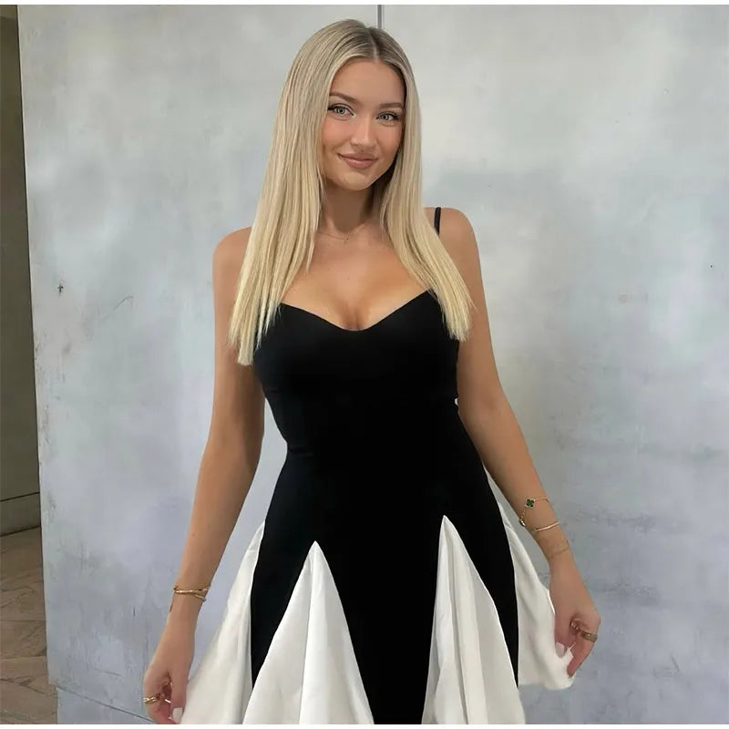 2025 Contrast Black& White Long dress