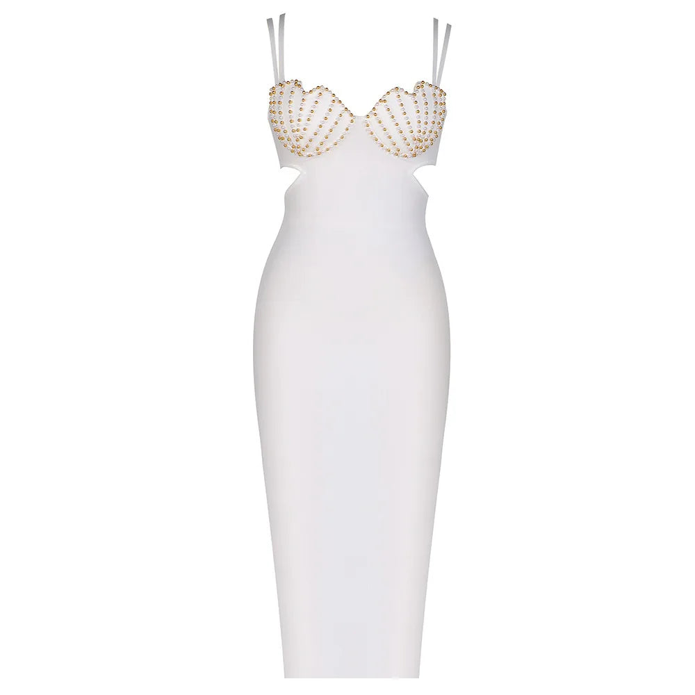 TWOTWINSTYLE Solid Slimming Spliced Pearl Dresses for Women Square Neck Sleeveless Patchwork Hollow Out Tunic Dress Female New
