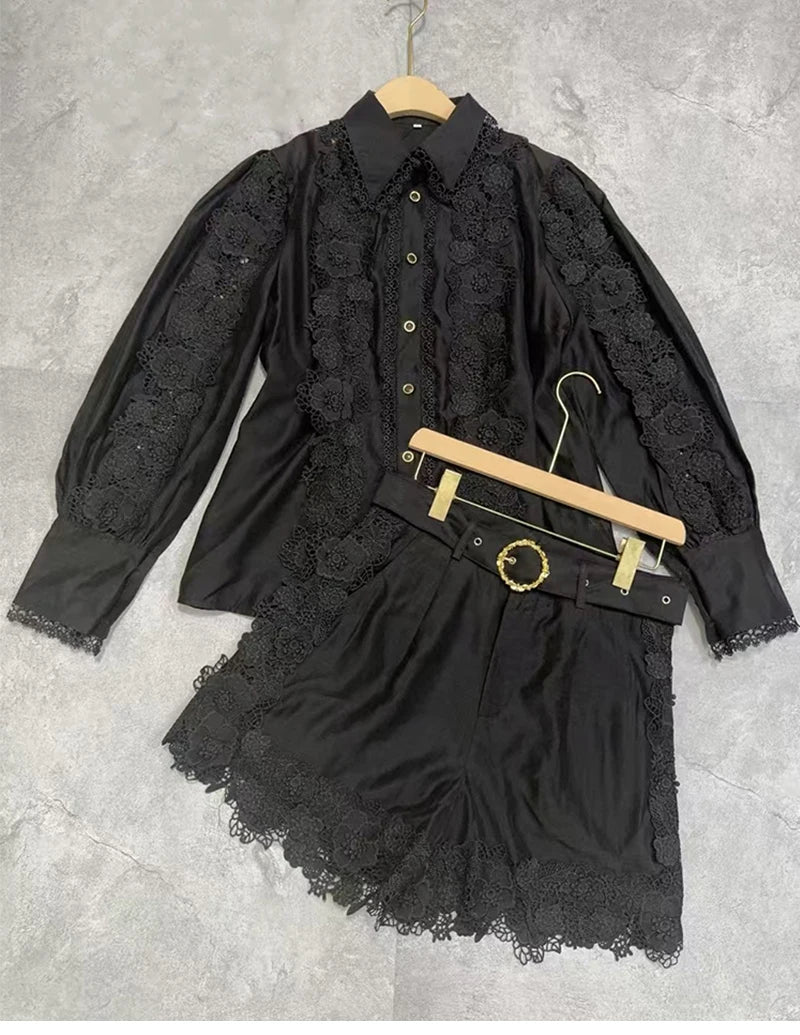 1 Retro Luxury Lace Shorts Set