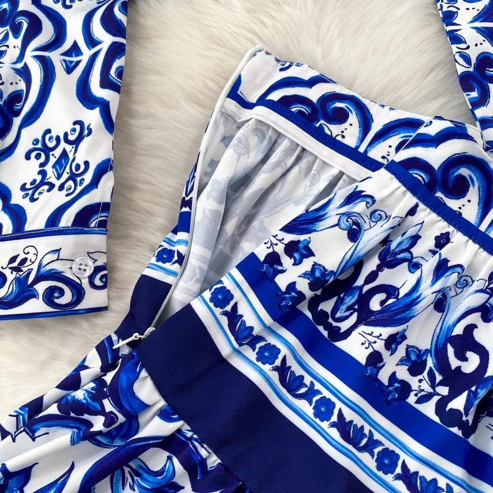 Italian 2 Piece Set Majolica Porcelain Sets