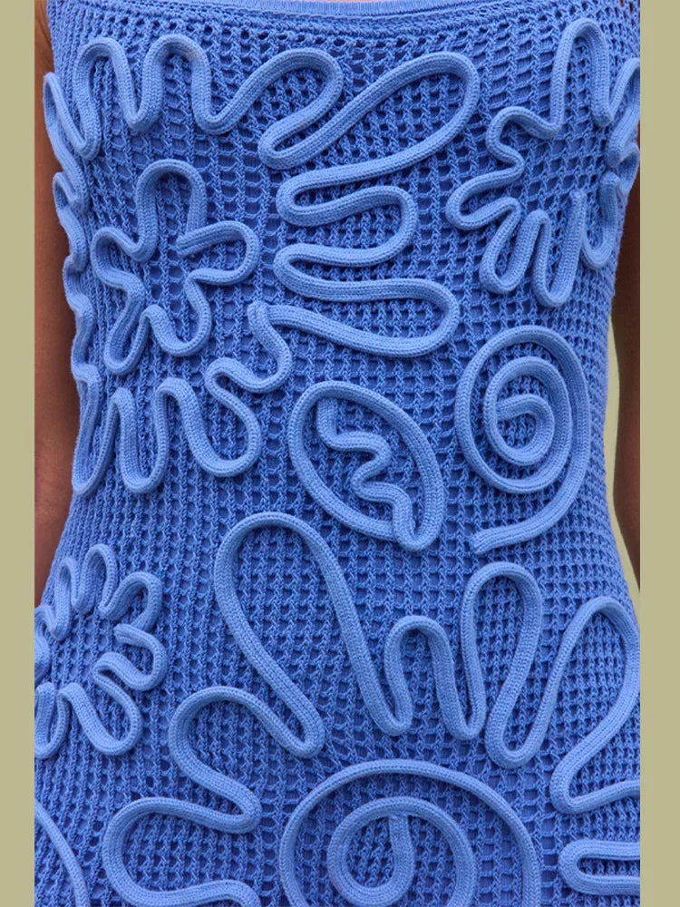 Beige& Blue Dress Luxury Brand