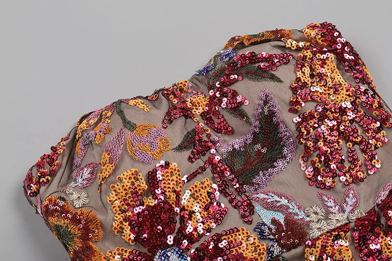 Floral Sequin Strapless
