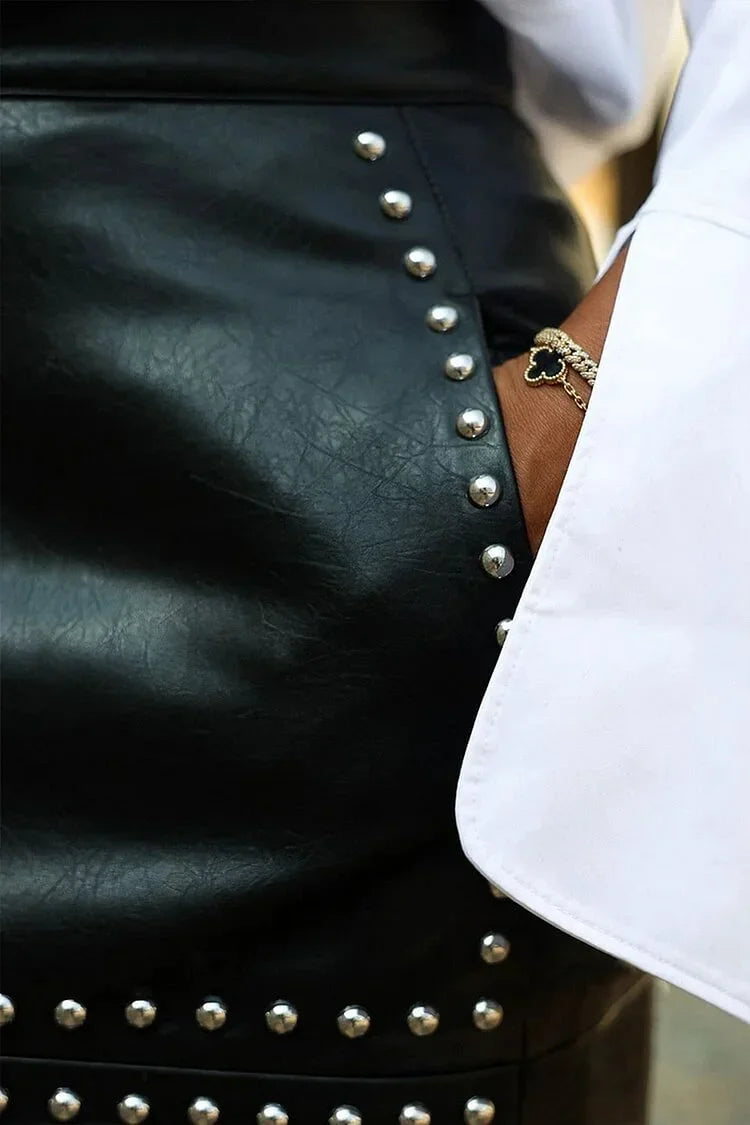 Riveted Skirt Faux Leather