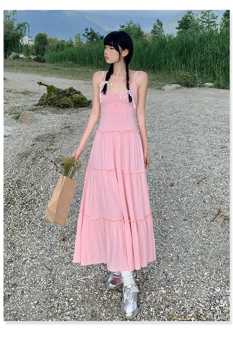 French Summer Waist Cinched A- Line Midi
