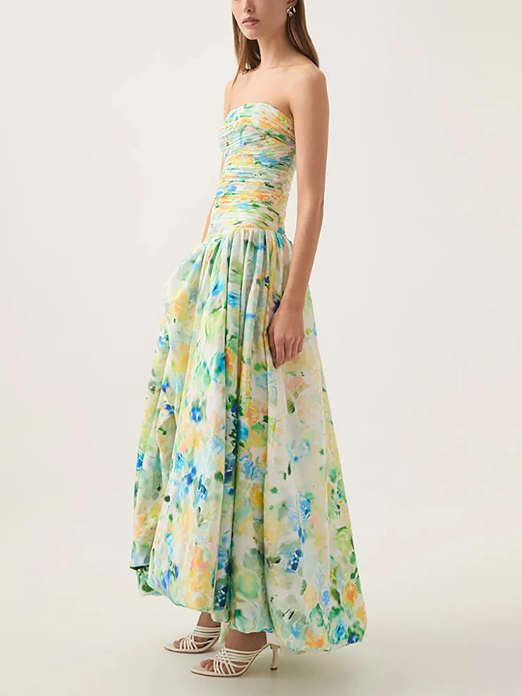 2025 blue Slit Bubble dress