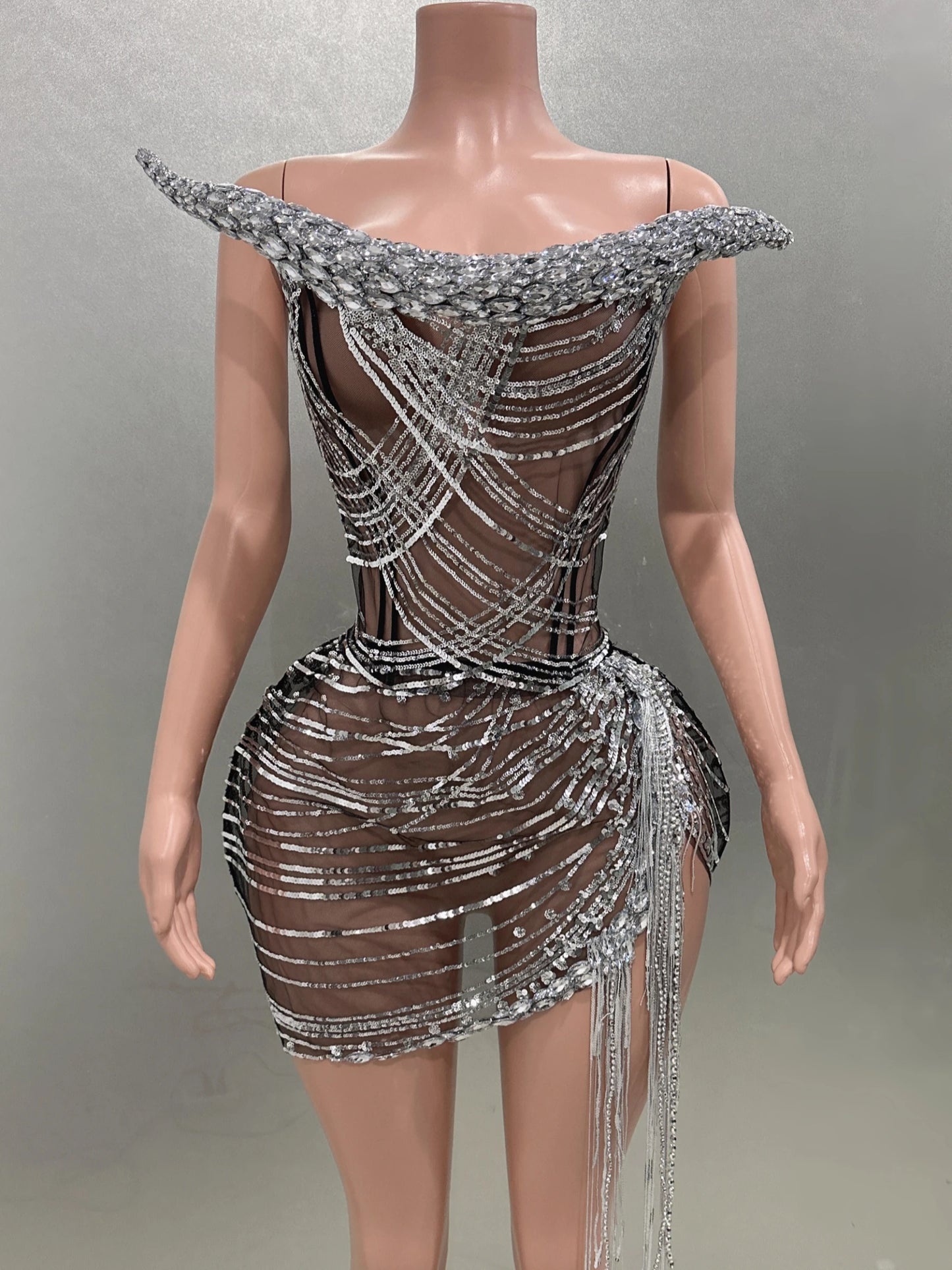 Shinning Tassels Chain Sexy Strapless