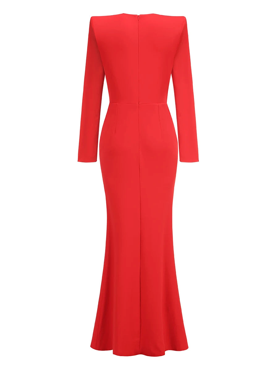 Winter Red Black Maxi Bodycon Dress