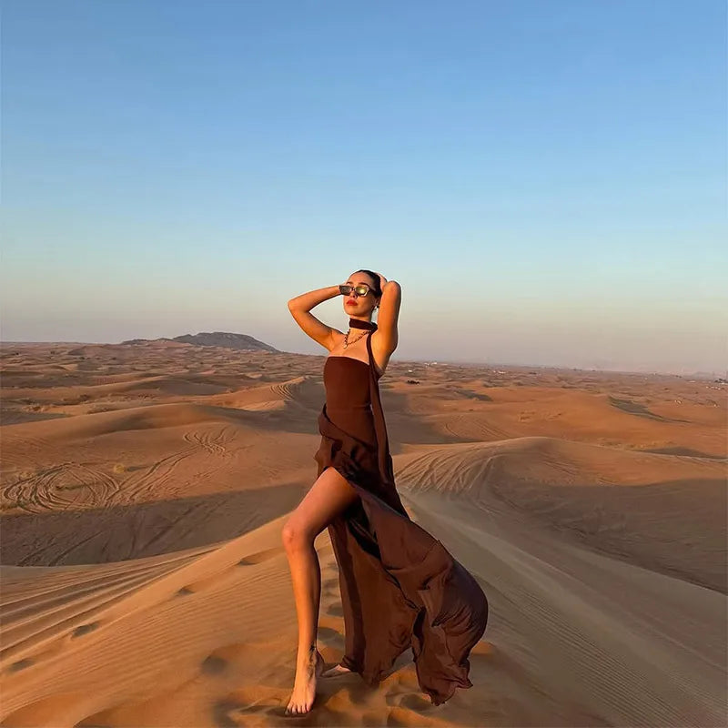 Trending dress With Scarf strapless