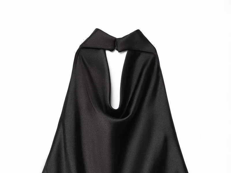 SS25 Halter Satin backless Tops