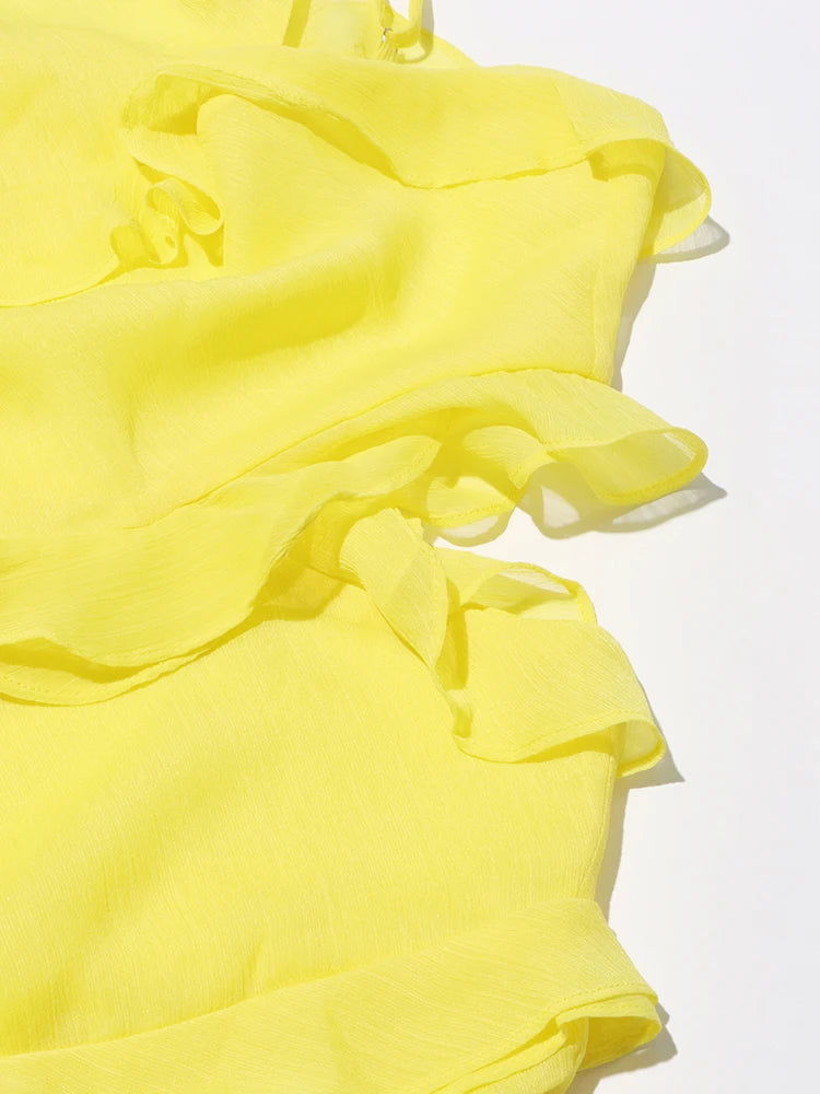 Ruffles One Shoulder Backless
