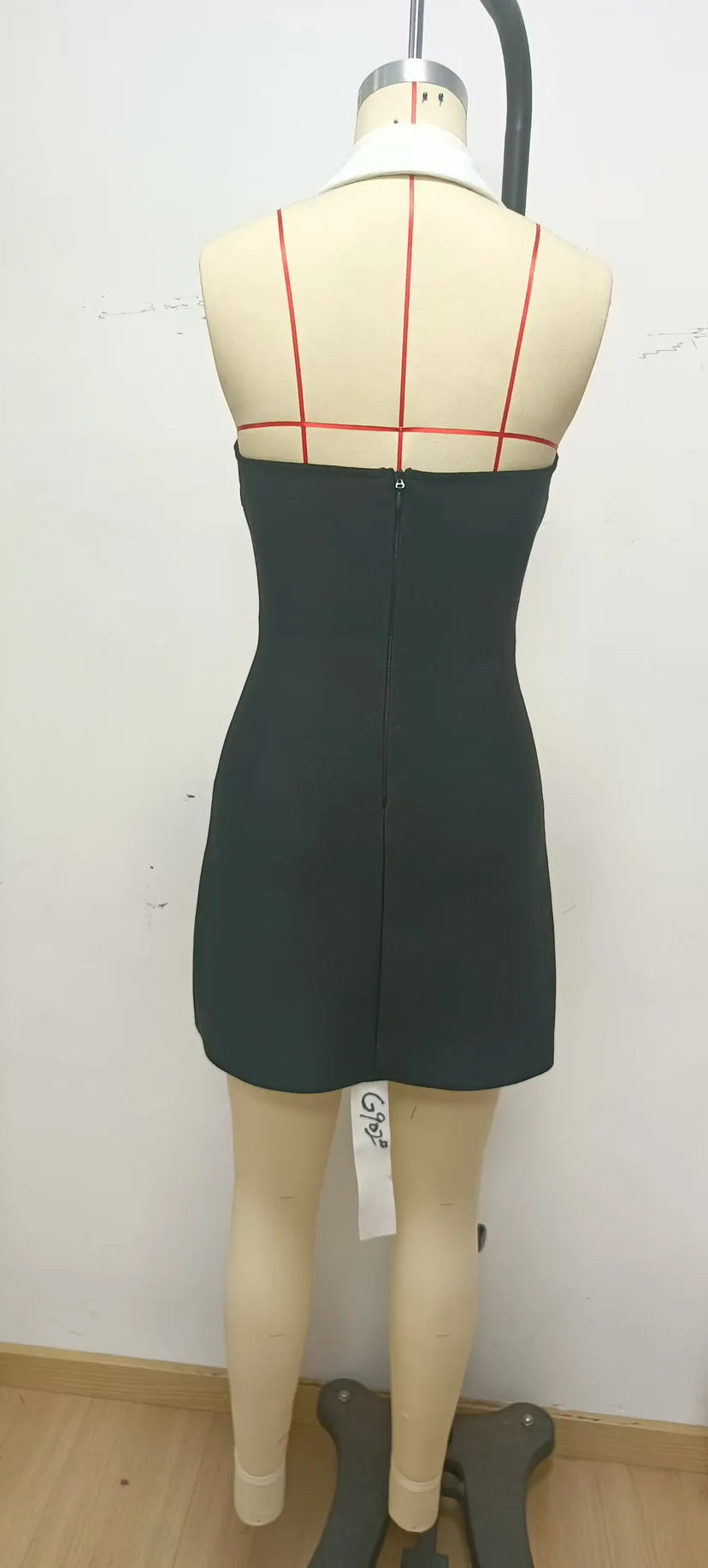 Black and white Collar Bandage Mini A-line