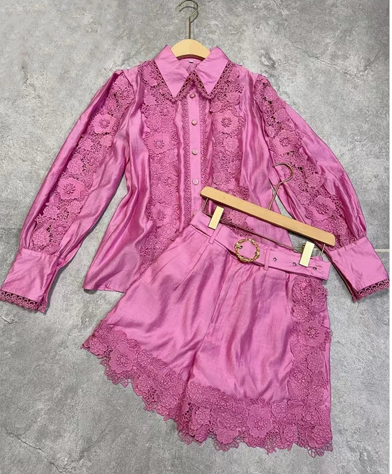 1 Retro Luxury Lace Shorts Set