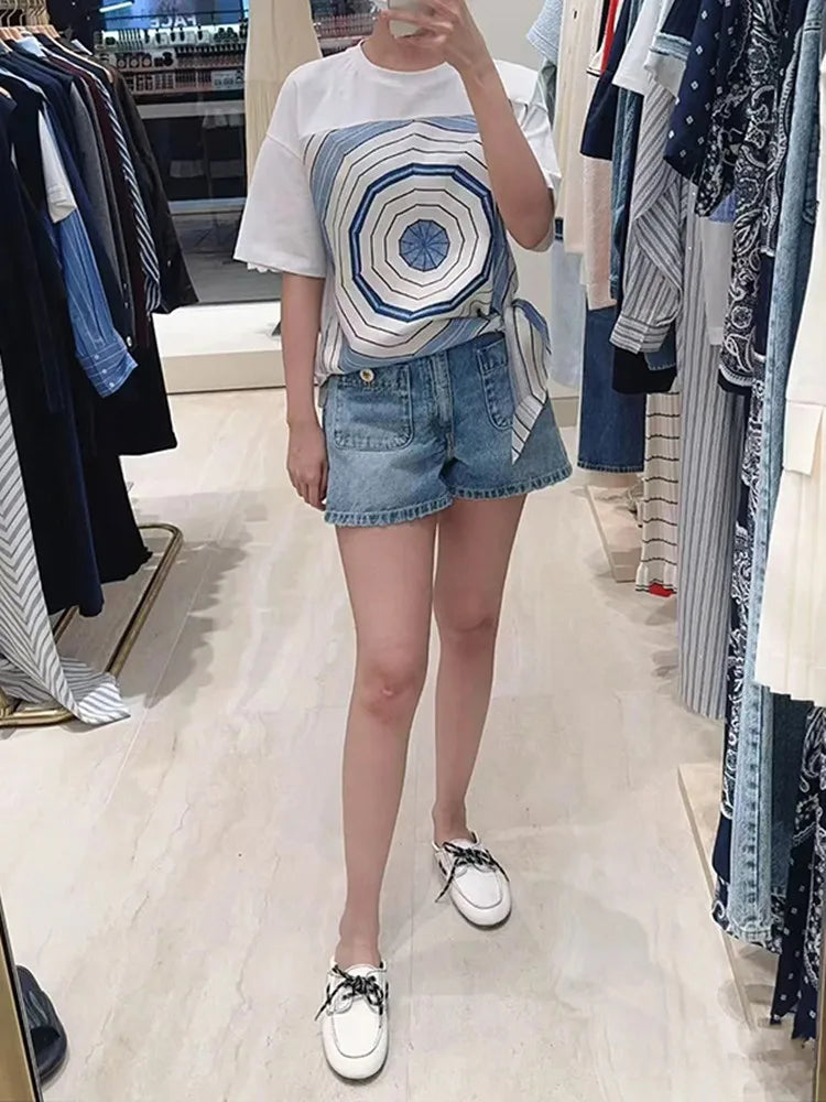 Loose Long Flared Pants Geometric Printing Suit 2025 Summer