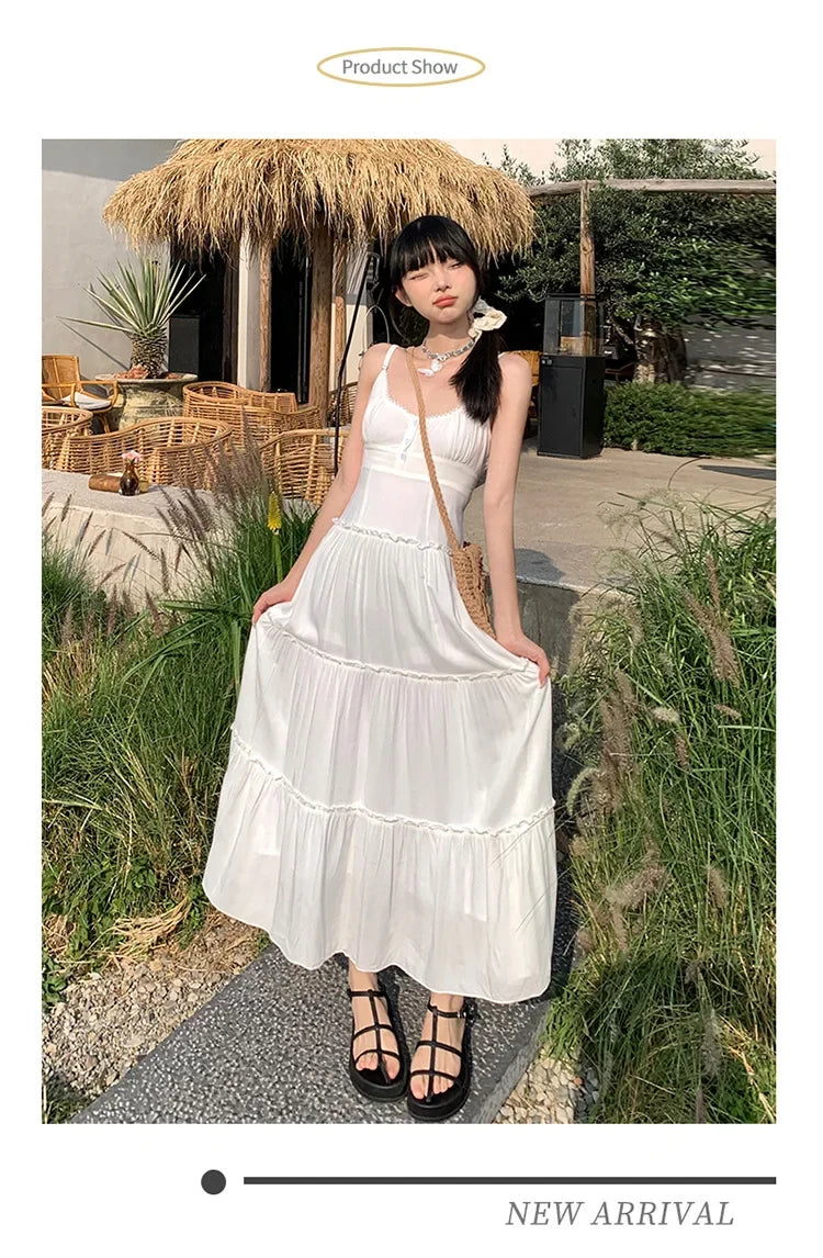 French Summer Waist Cinched A- Line Midi