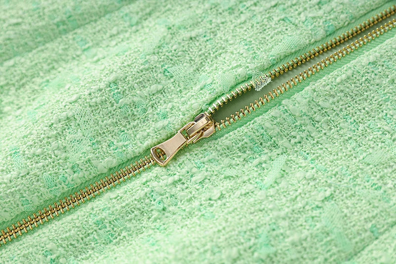 Feiner Strass Tweed Pailletten Perlenbesatz Neckholder Rückenfrei Premium Kollektion