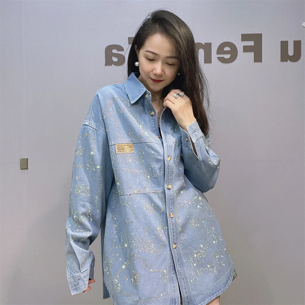 Rhinestones Denim Shirt