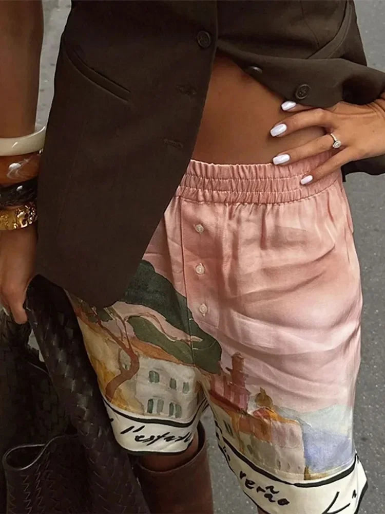 1 Loose Flower Printed Shirt Shorts Sets
