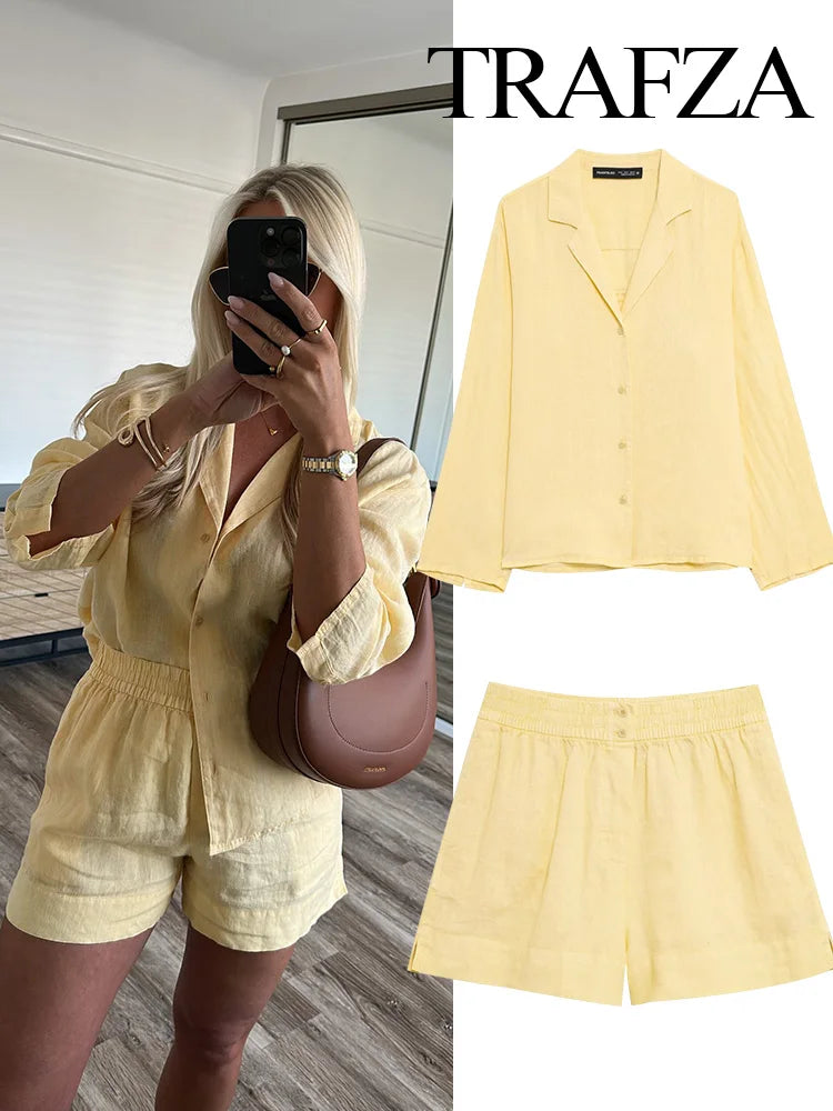 Yellow Summer shorts co ord set