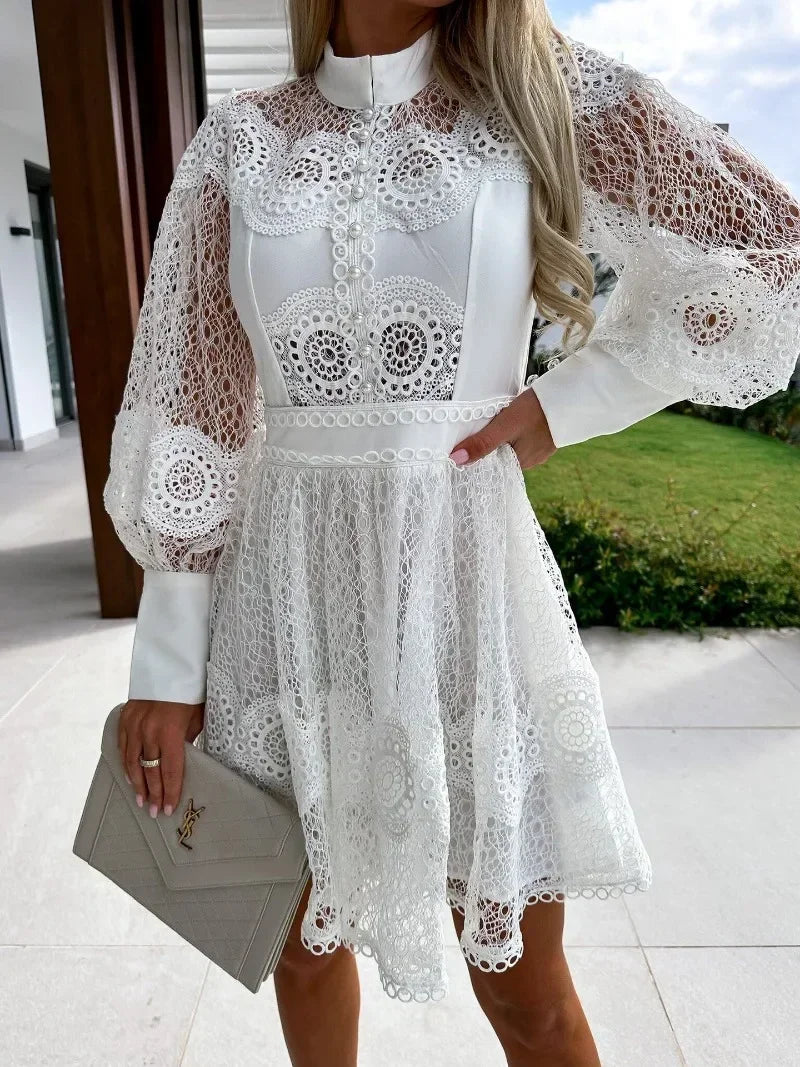 A-line Summer Sheer Embroidered