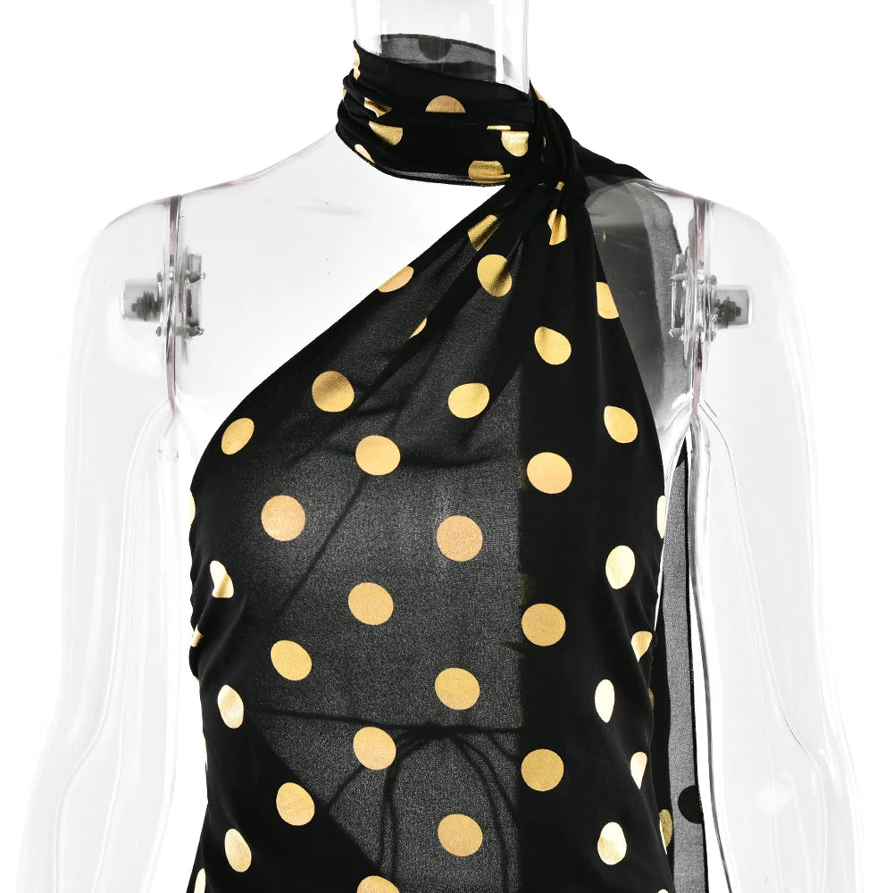 Polka Dot Halter Dress – Vacation-Ready Elegance
