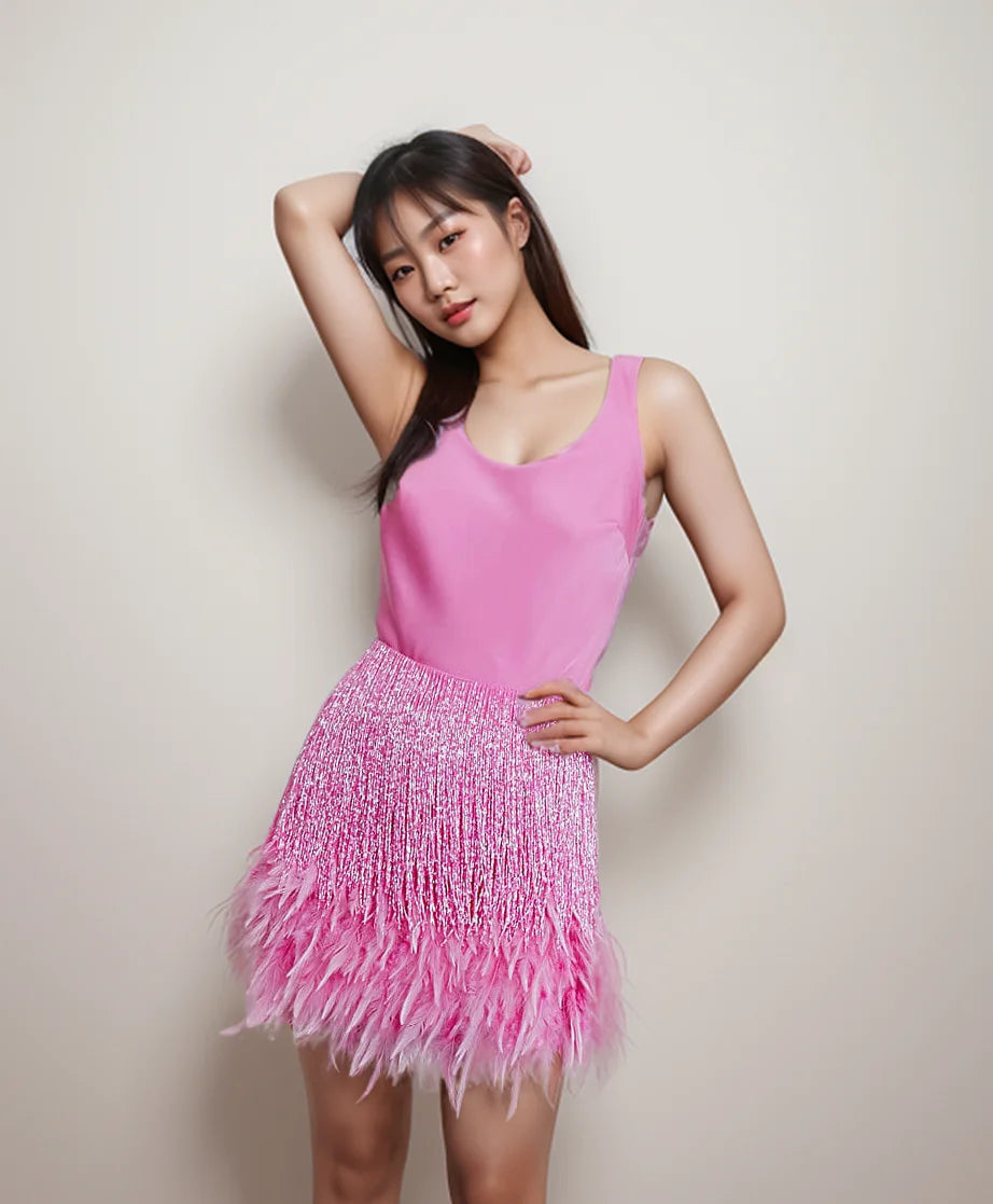 Party Bestseller feather Skirt top