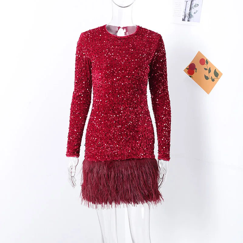 Patchworkkleid Federn Premium Kollektion