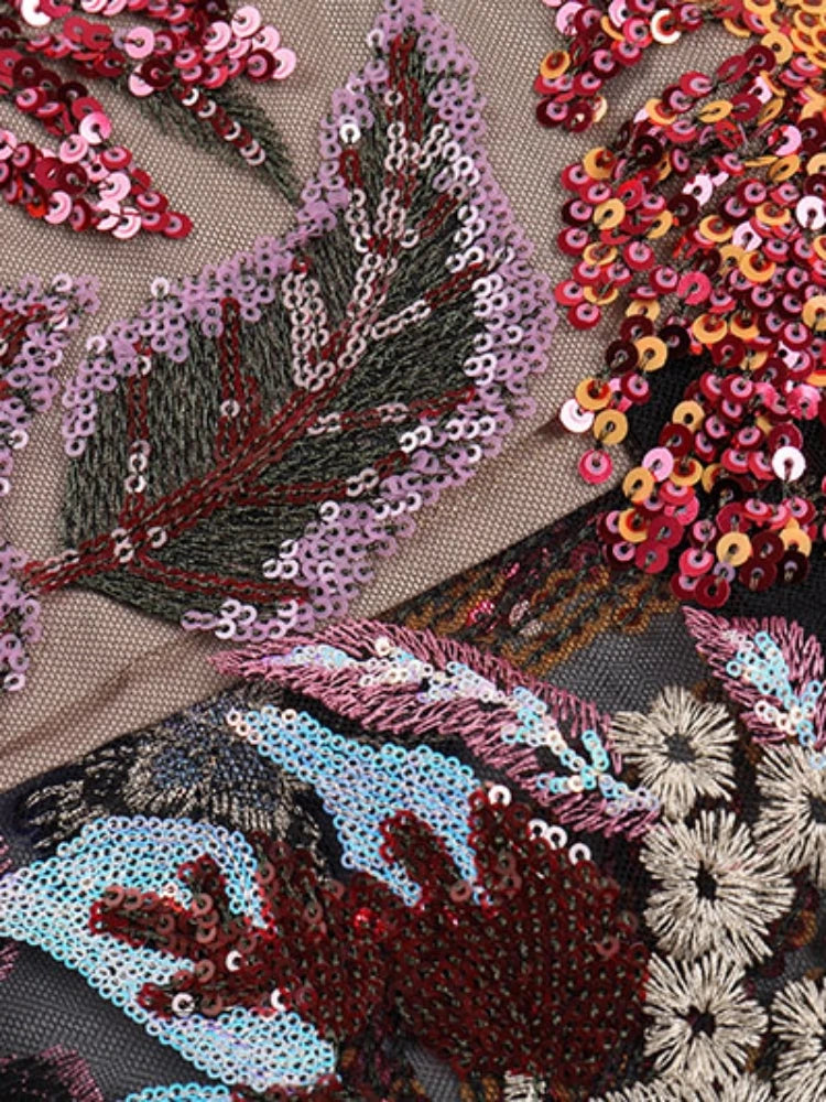 Floral Sequin Strapless