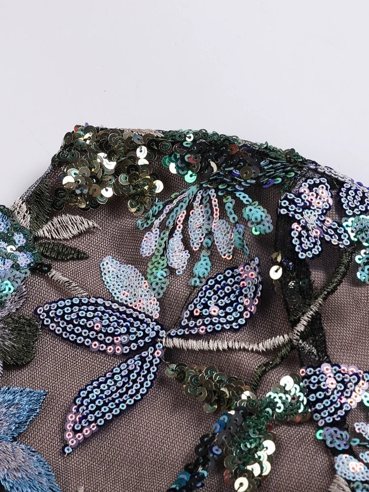 Floral Sequin Strapless