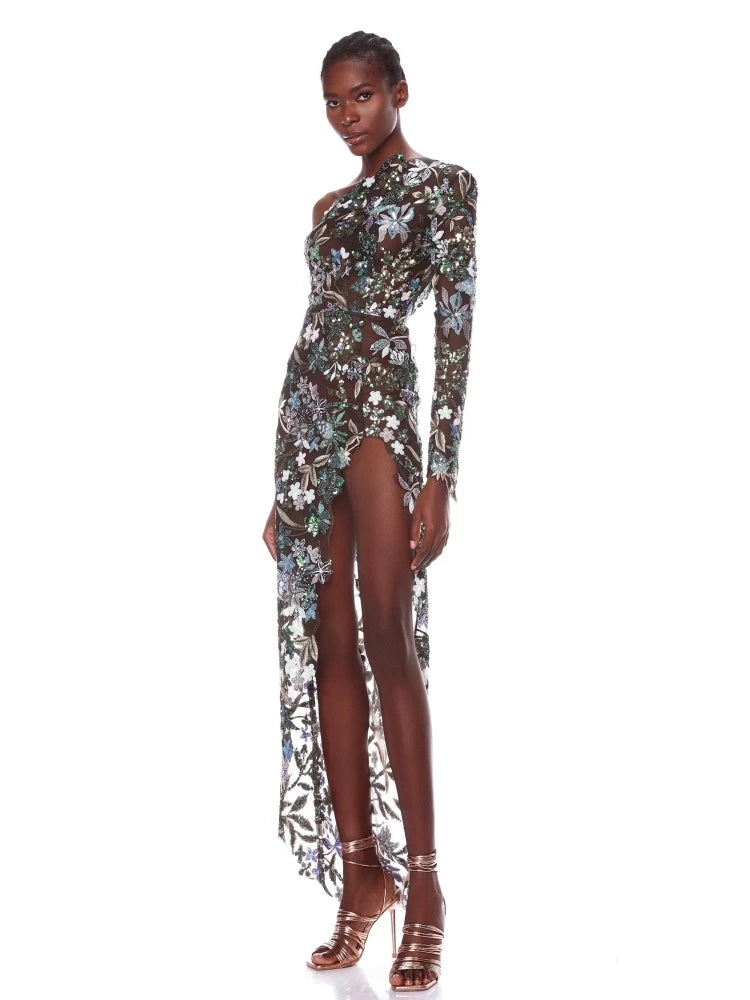 Floral Sequin Strapless