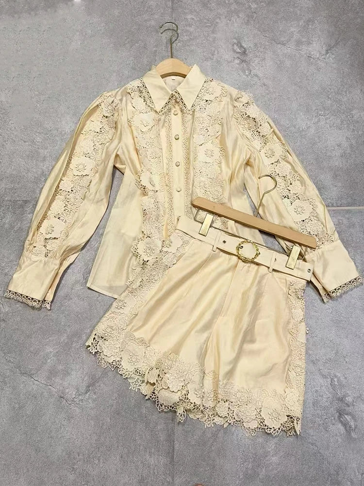 1 Retro Luxury Lace Shorts Set