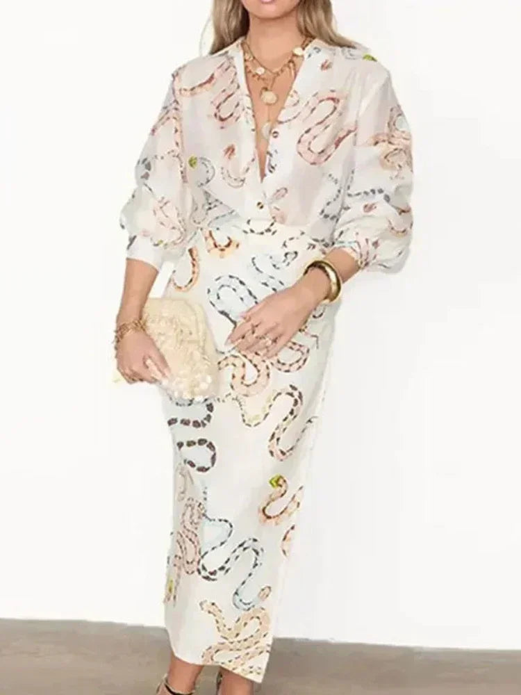 V Neck Shirt & Skirt set