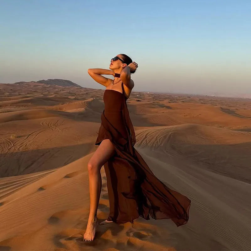 Trending dress With Scarf strapless
