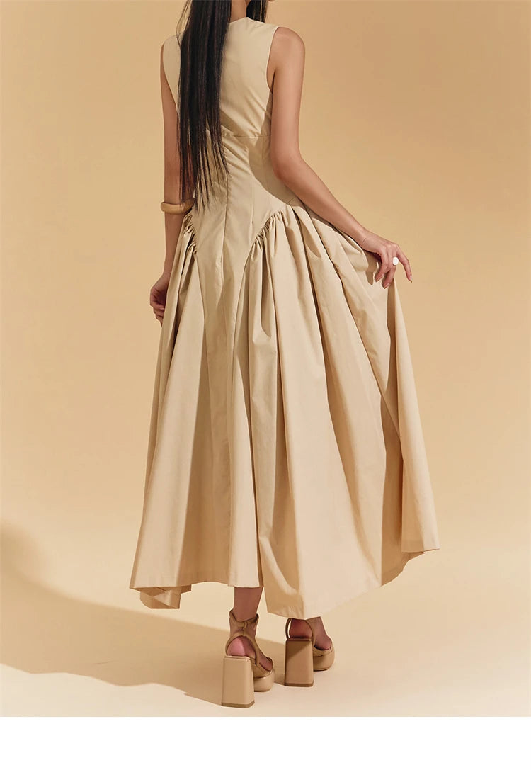 Square Collar Minimalist Dress Cotton