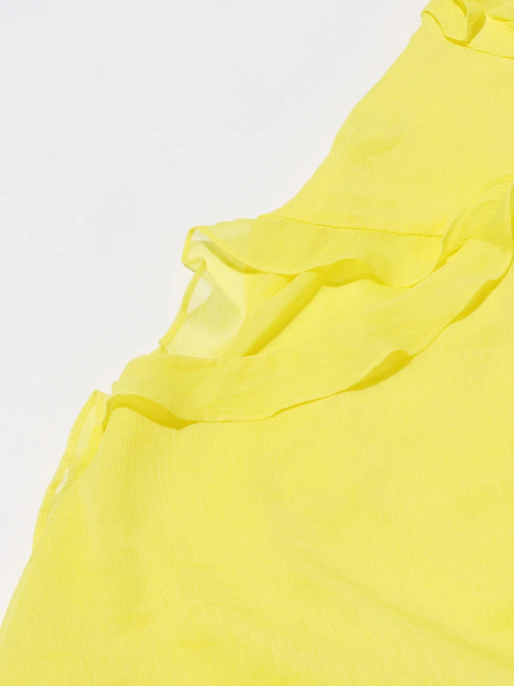 Ruffles One Shoulder Backless