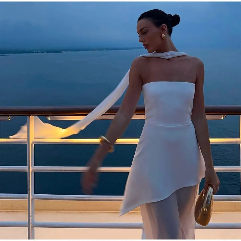 Trending dress With Scarf strapless