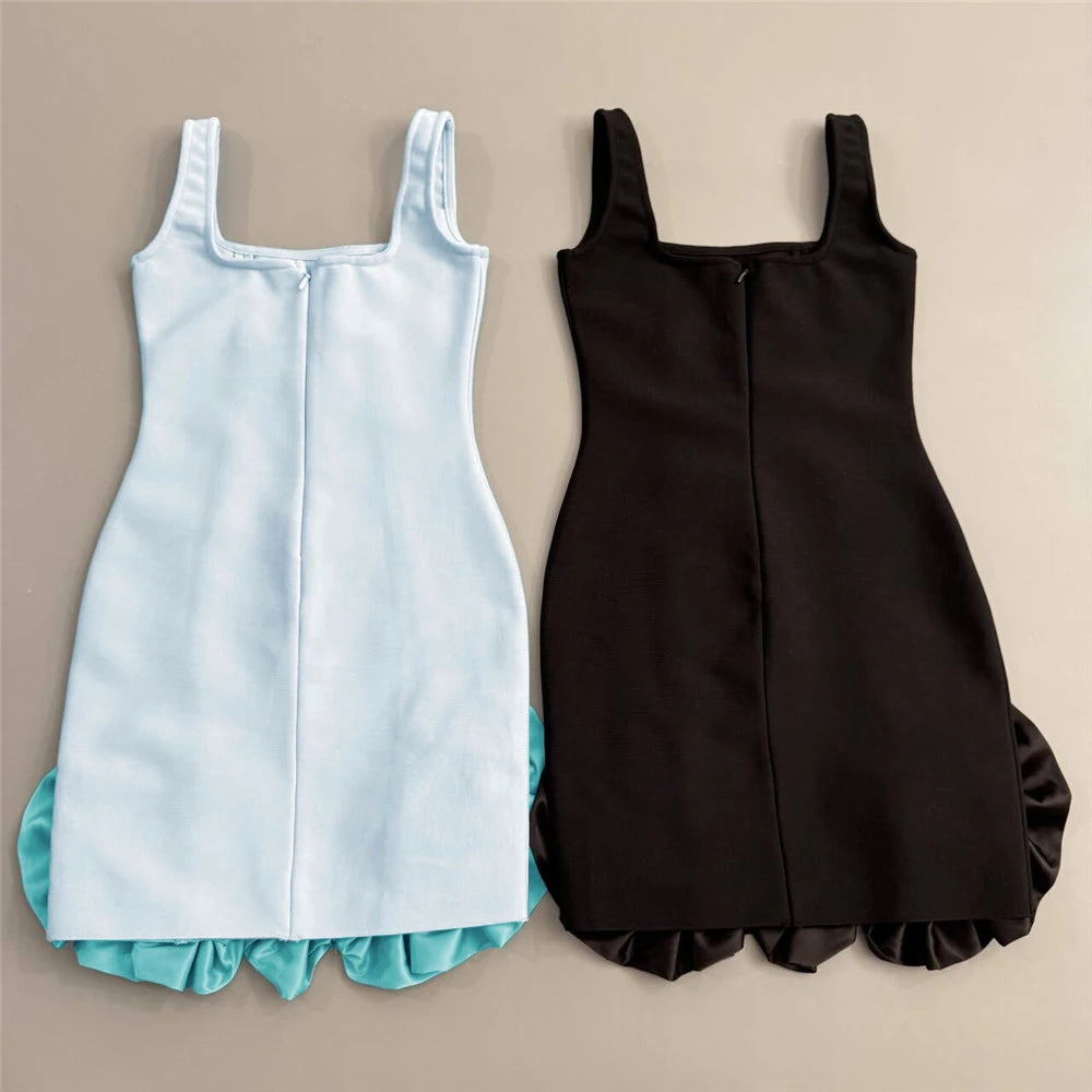 Ruffles Bandage Dress Club Party Mini Dresses