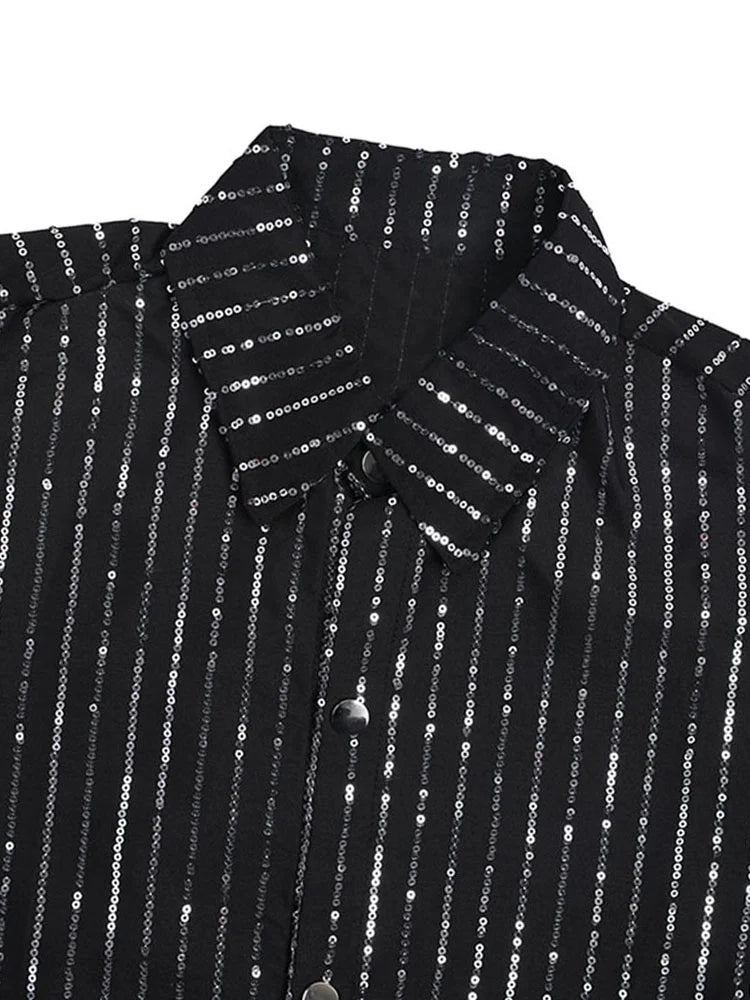 Blue Sequins Striped shirt