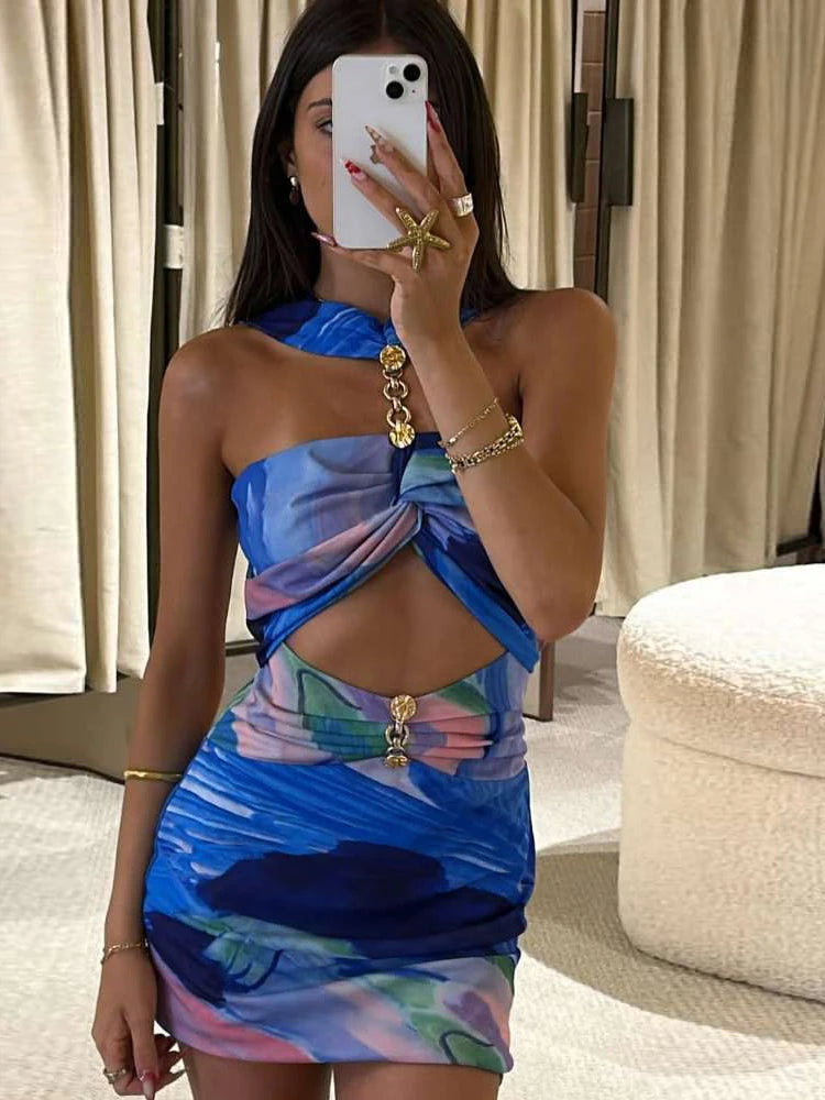 Colorful Mini cut out Dress