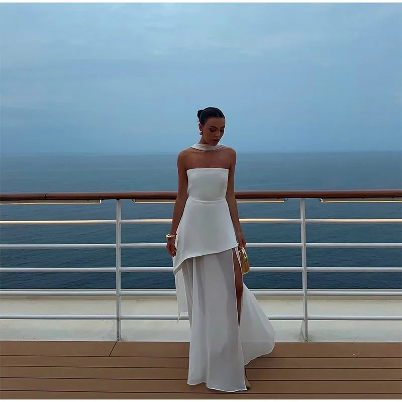 Trending dress With Scarf strapless