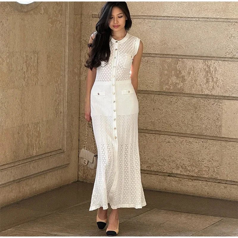 Buttoned Knit Dress