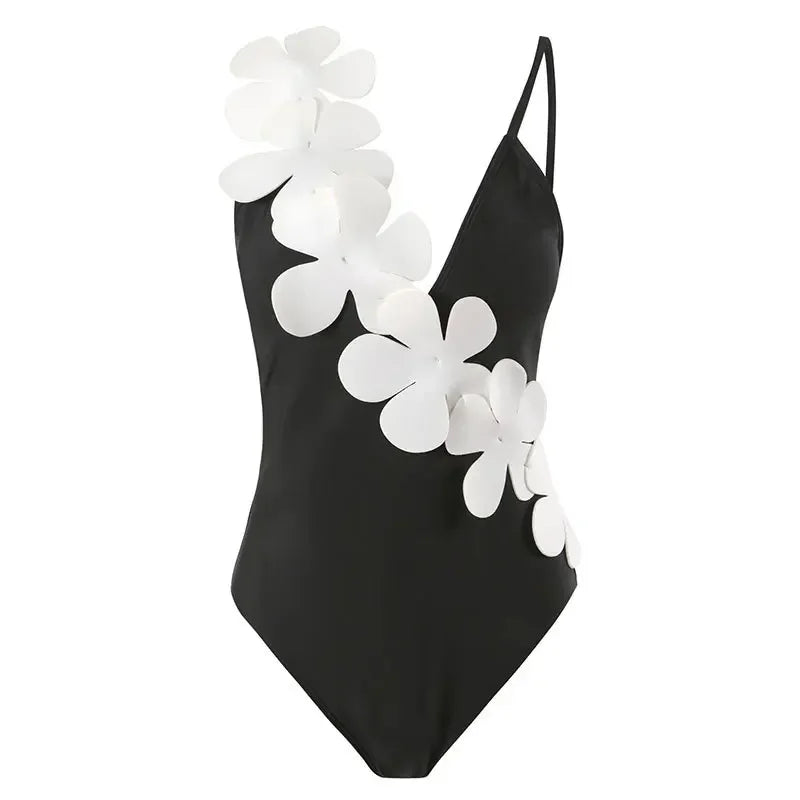 White Flower Swimsuit and Sarong